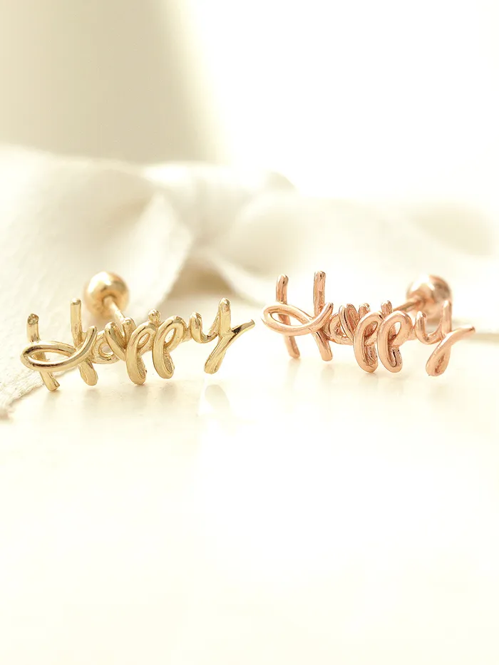 MinimalBijoux Earrings 14K gold Happy cartilage earring 20g