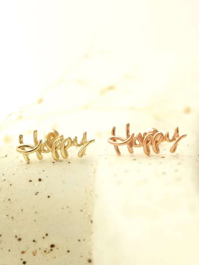 MinimalBijoux Earrings 14K gold Happy cartilage earring 20g