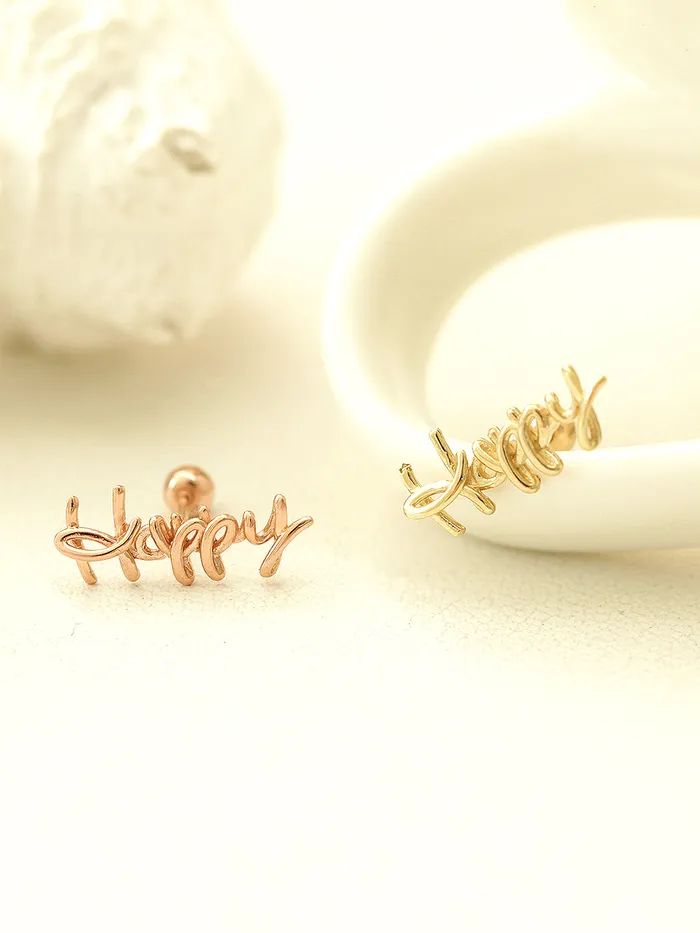 MinimalBijoux Earrings 14K gold Happy cartilage earring 20g
