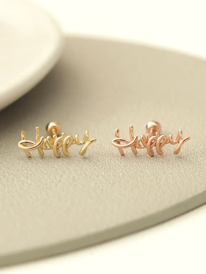 MinimalBijoux Earrings 14K gold Happy cartilage earring 20g