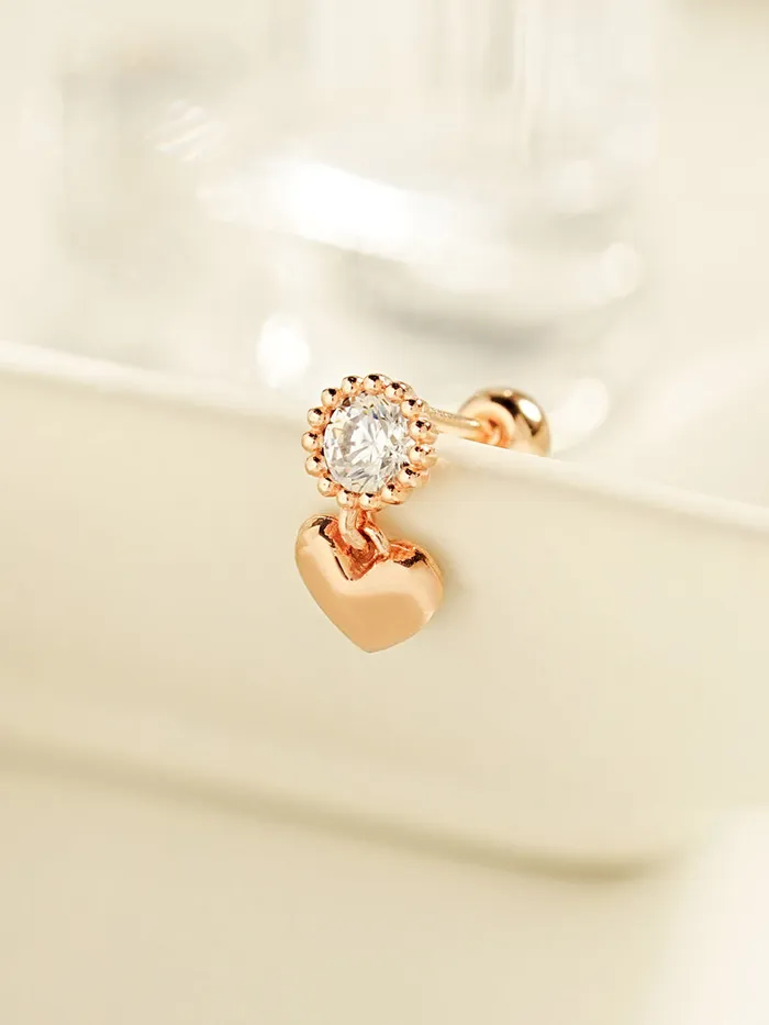 MinimalBijoux Earrings 14K Gold Misty Heart Cartilage Earring 20G
