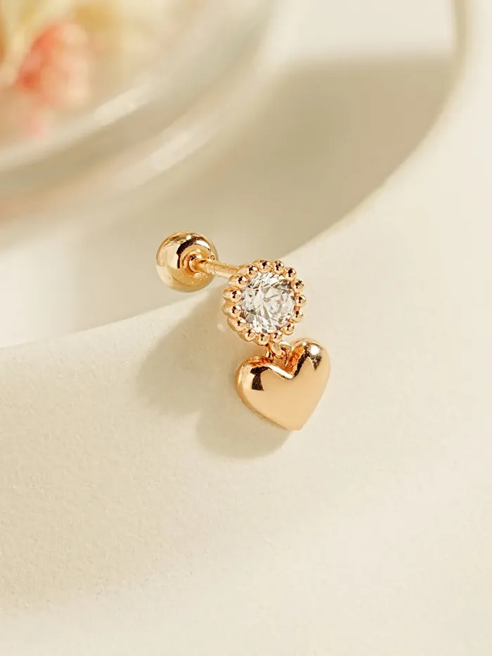 MinimalBijoux Earrings 14K Gold Misty Heart Cartilage Earring 20G