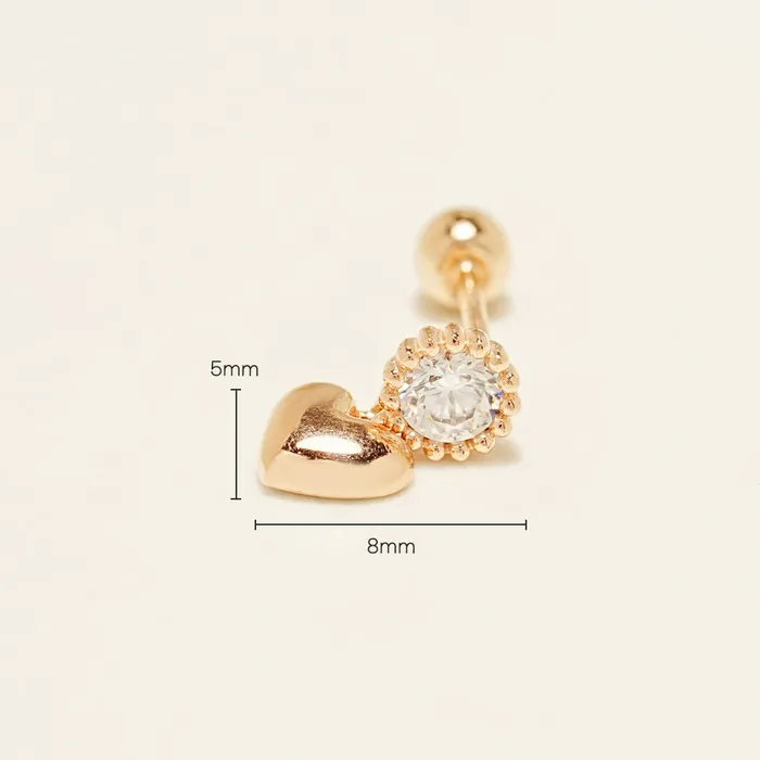 MinimalBijoux Earrings 14K Gold Misty Heart Cartilage Earring 20G