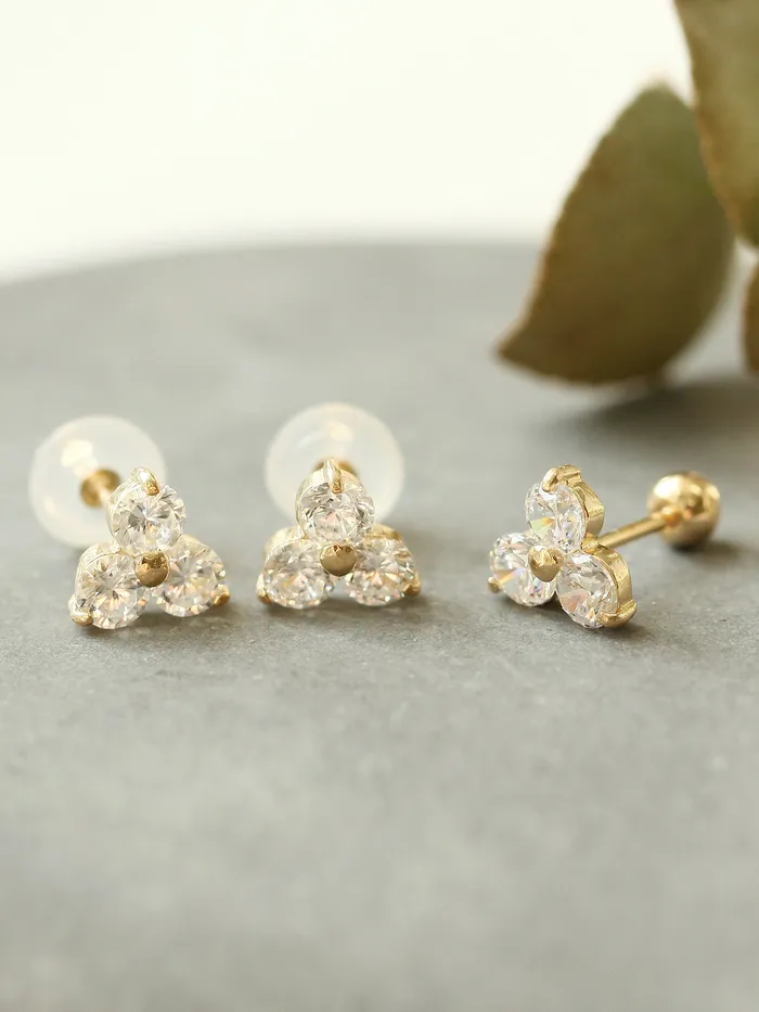 MinimalBijoux Earrings 14K gold Triangle Cubic Ball cartilage Earring 20g