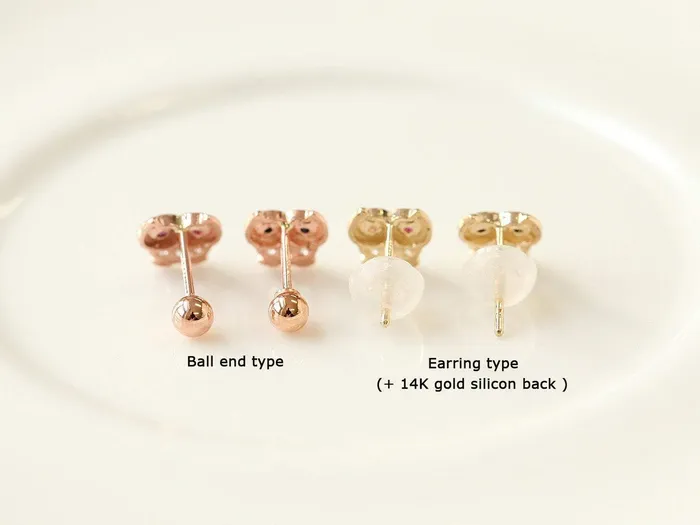 MinimalBijoux Earrings 14K gold Triangle Cubic Ball cartilage Earring 20g