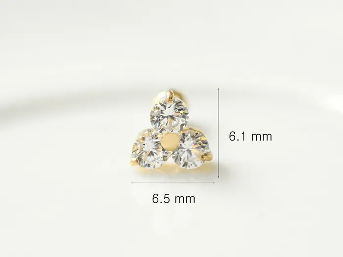 MinimalBijoux Earrings 14K gold Triangle Cubic Ball cartilage Earring 20g