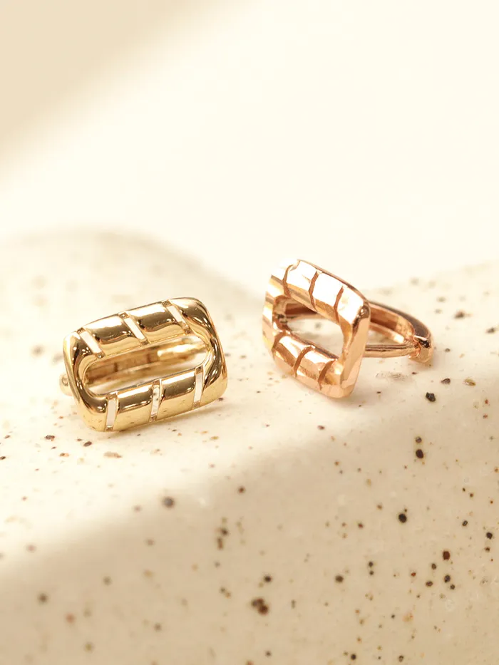 MinimalBijoux Earrings 14K Gold Twist Square Hoop Earring