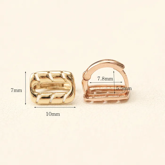 MinimalBijoux Earrings 14K Gold Twist Square Hoop Earring