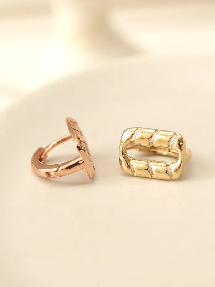 MinimalBijoux Earrings 14K Gold Twist Square Hoop Earring