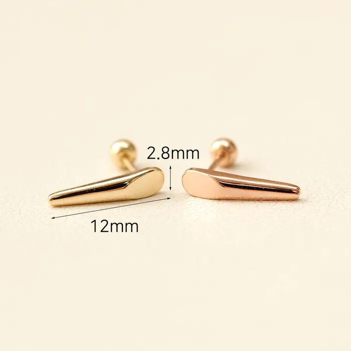 MinimalBijoux Earrings 14K Gold Volume Stick Cartilage Earring 20G18G16G