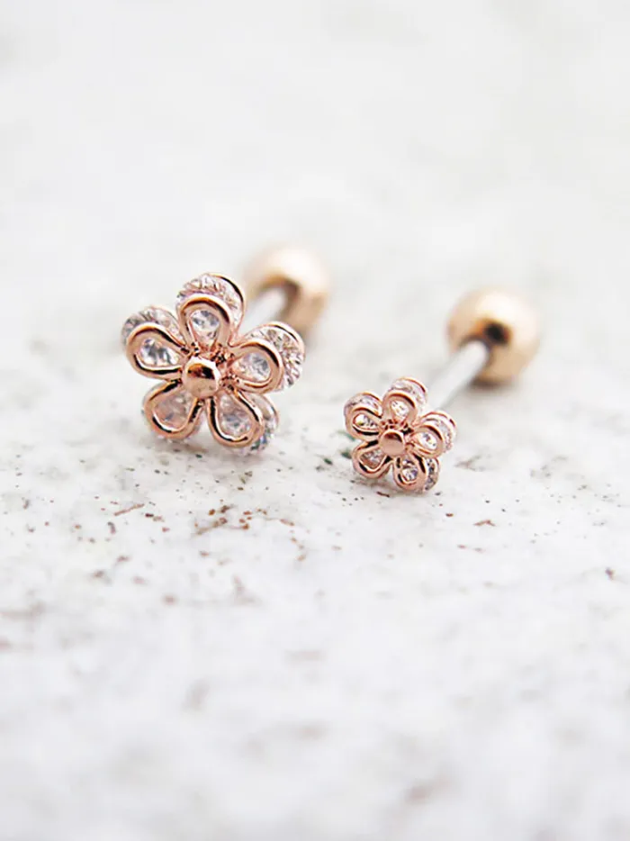 MinimalBijoux Earrings 5 petal CZ Flower Cartilage earring