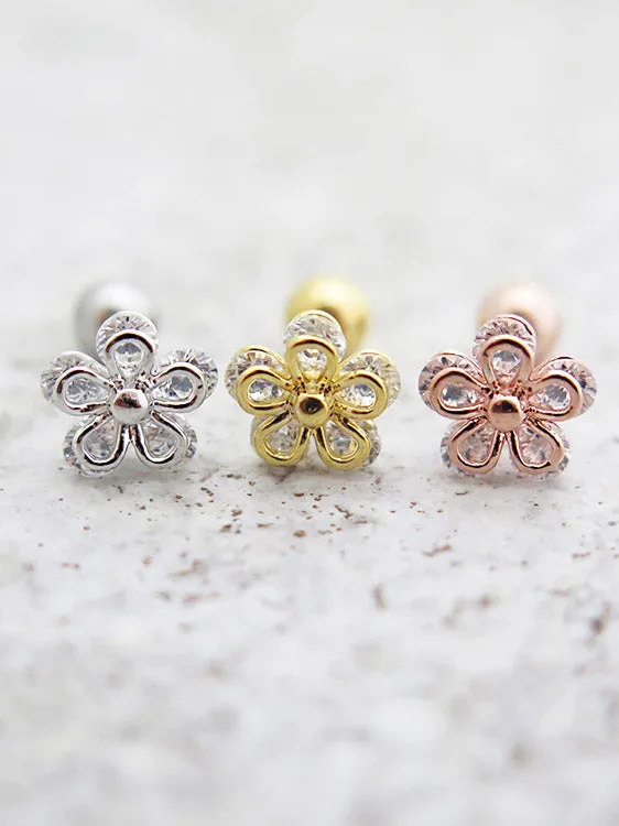 MinimalBijoux Earrings 5 petal CZ Flower Cartilage earring