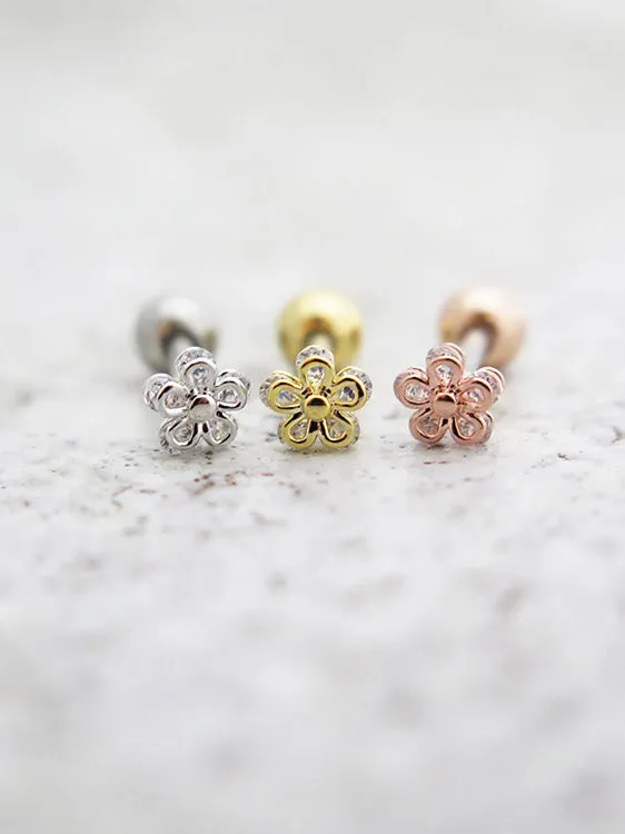 MinimalBijoux Earrings 5 petal CZ Flower Cartilage earring