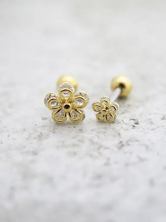 MinimalBijoux Earrings 5 petal CZ Flower Cartilage earring