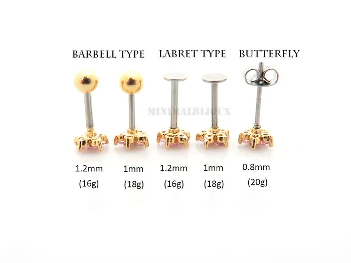 MinimalBijoux Earrings 5 petal CZ Flower Cartilage earring