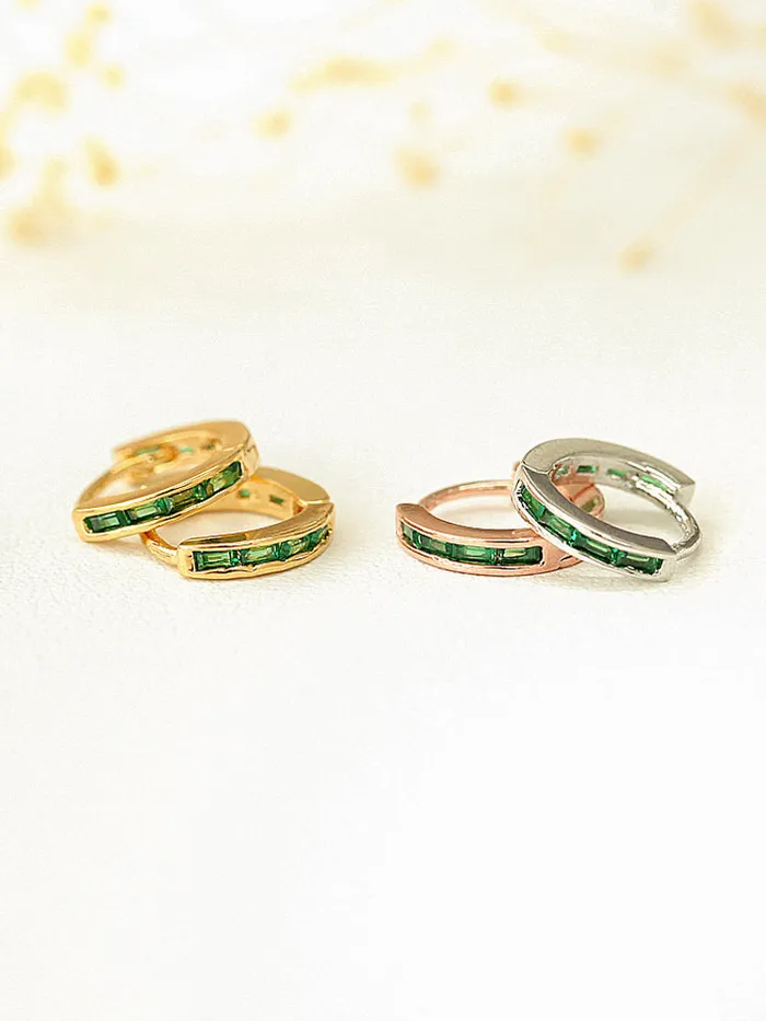 MinimalBijoux Earrings 925 Silver Emerald Cubic Hoop Earring