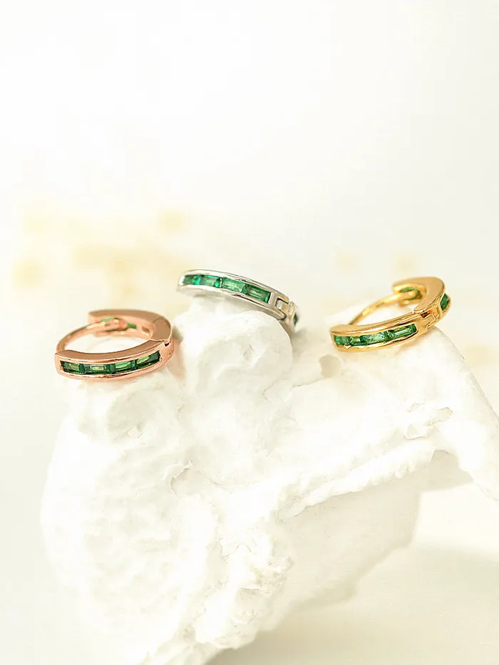 MinimalBijoux Earrings 925 Silver Emerald Cubic Hoop Earring