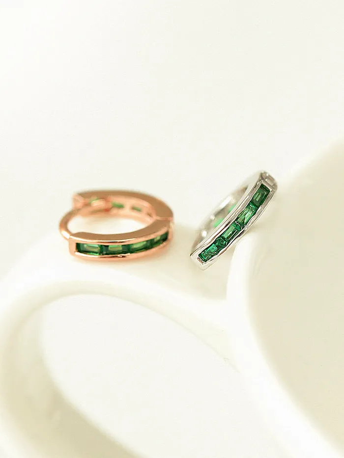 MinimalBijoux Earrings 925 Silver Emerald Cubic Hoop Earring