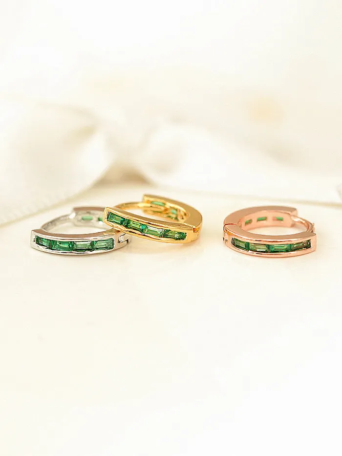 MinimalBijoux Earrings 925 Silver Emerald Cubic Hoop Earring