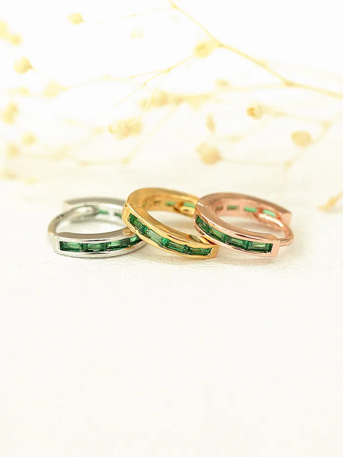 MinimalBijoux Earrings 925 Silver Emerald Cubic Hoop Earring