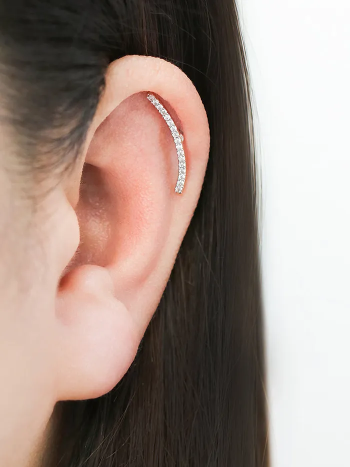 MinimalBijoux Earrings Curve Bar CZ Cartilage earring