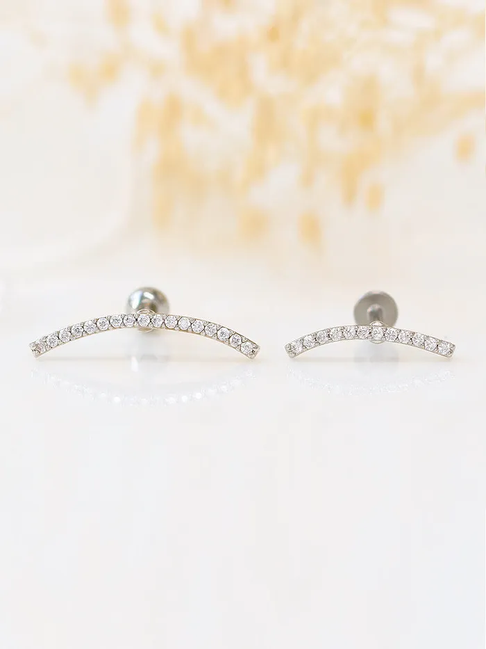 MinimalBijoux Earrings Curve Bar CZ Cartilage earring