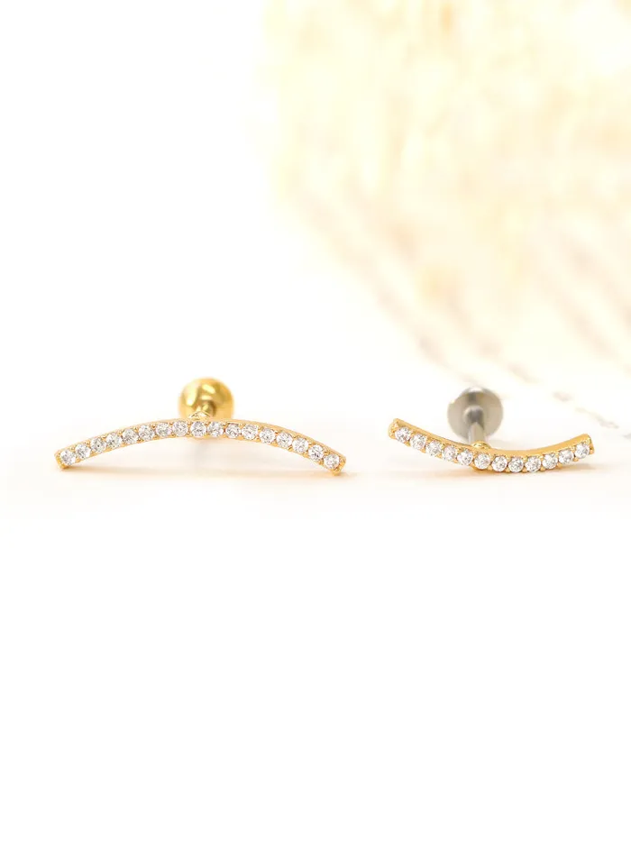 MinimalBijoux Earrings Curve Bar CZ Cartilage earring