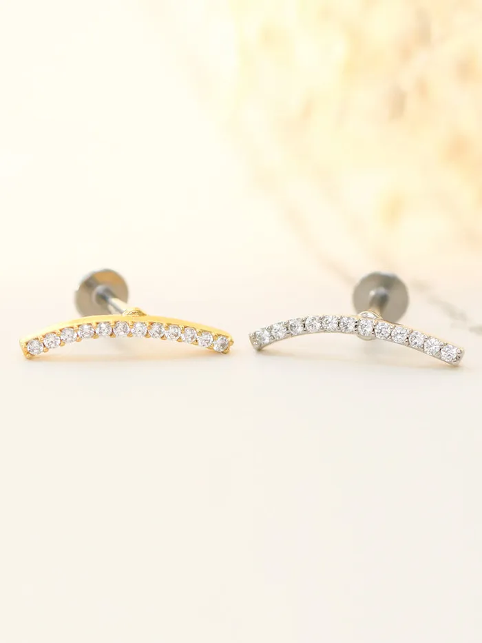 MinimalBijoux Earrings Curve Bar CZ Cartilage earring