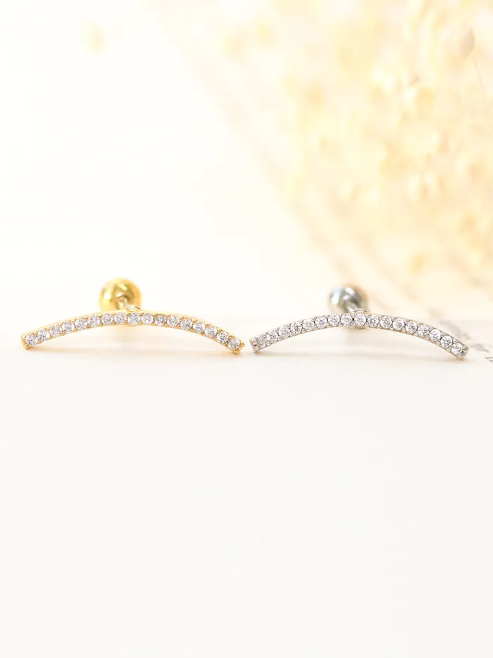 MinimalBijoux Earrings Curve Bar CZ Cartilage earring