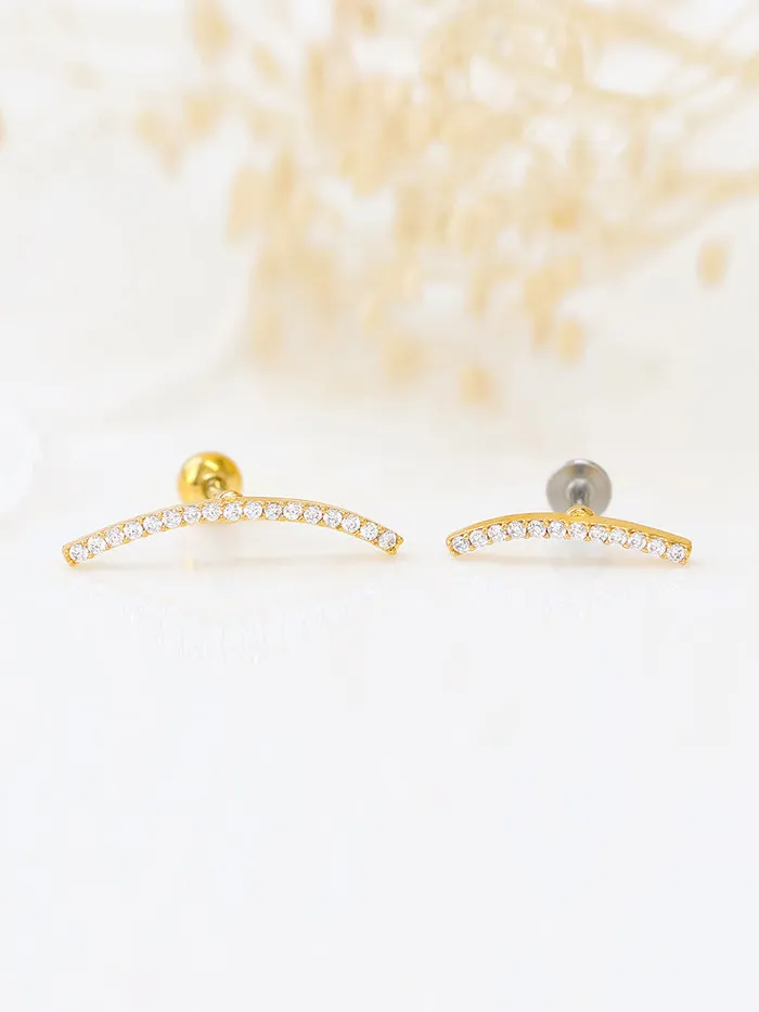 MinimalBijoux Earrings Curve Bar CZ Cartilage earring