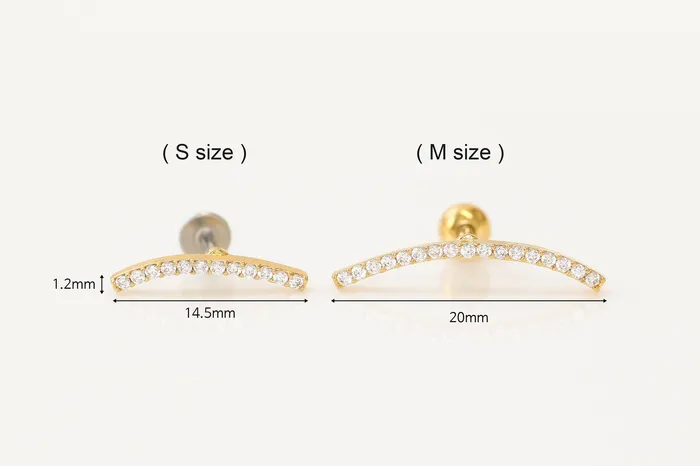 MinimalBijoux Earrings Curve Bar CZ Cartilage earring