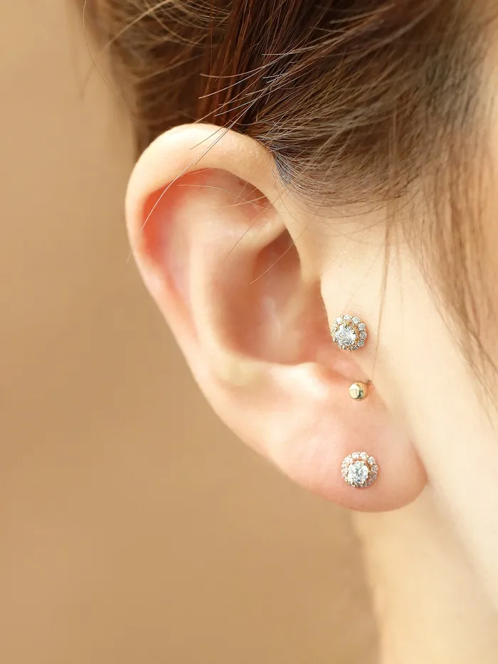 MinimalBijoux PreStyled Sets 14K Gold Cubic Curve Tragus Piercing 18G16G