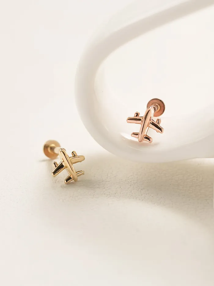 MinimalBijoux PreStyled Sets 14K Gold Mini Airplane Internally Threaded Labret Piercing 18G16G MinimalBijoux PreStyled Sets 14K Gold Mini Airplane Internally Threaded Labret Piercing 18G16G