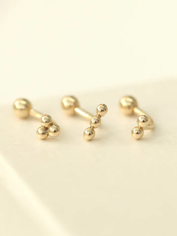 MinimalBijoux PreStyled Sets 14K gold Triangle Ball Rook Piercing 18g16g