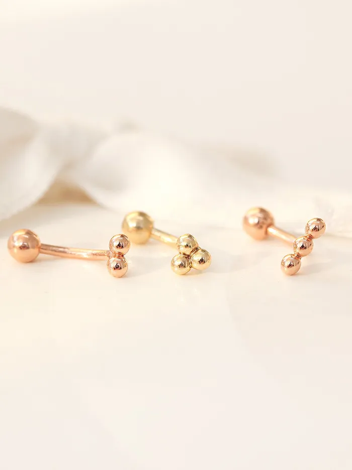 MinimalBijoux PreStyled Sets 14K gold Triangle Ball Rook Piercing 18g16g