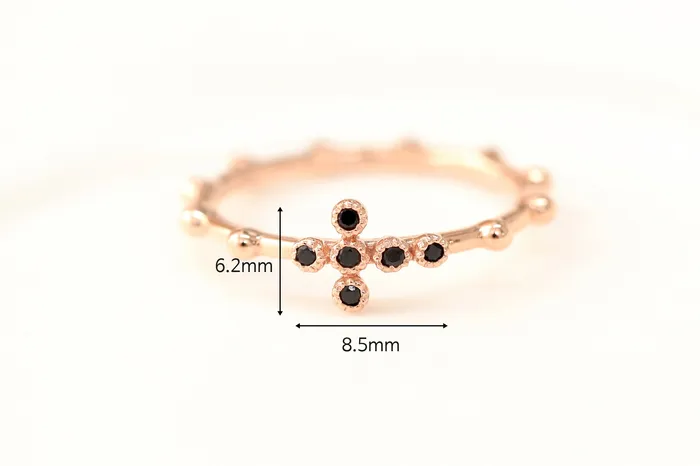 MinimalBijoux Rings 14K 18K Gold Cross Onyx Ring