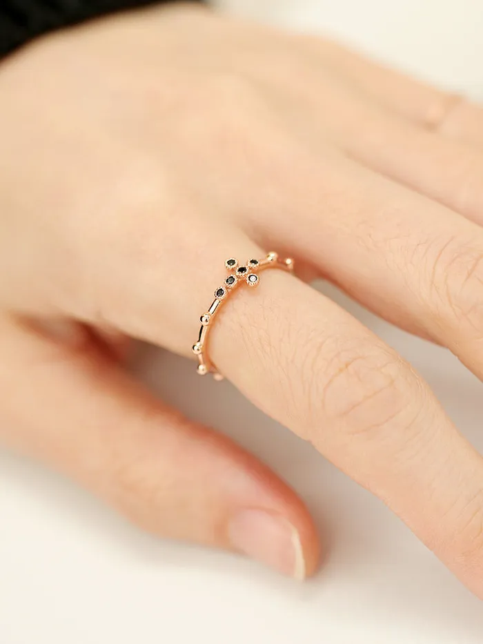 MinimalBijoux Rings 14K 18K Gold Cross Onyx Ring