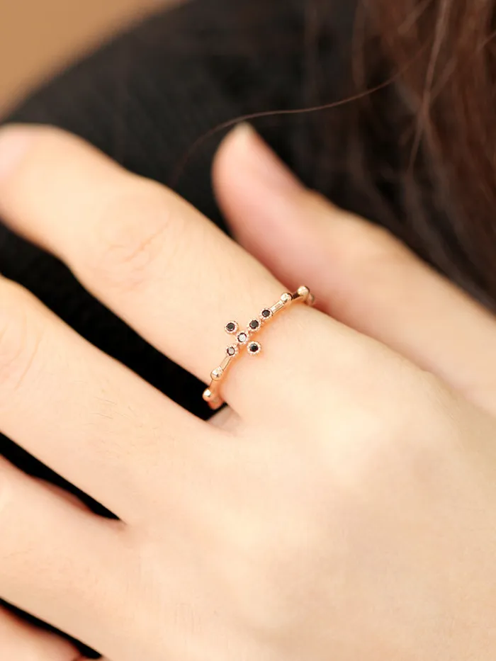 MinimalBijoux Rings 14K 18K Gold Cross Onyx Ring