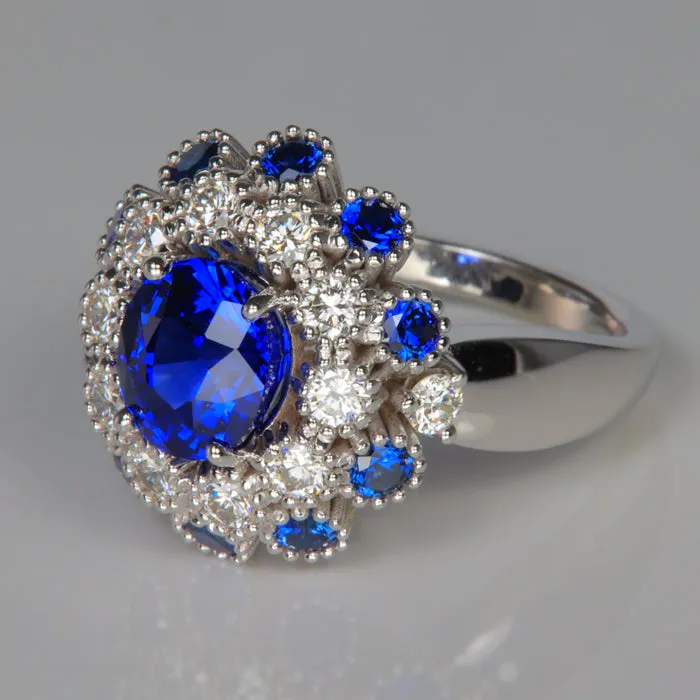Moriartys Gem Art 14K White Gold Sapphire and Diamond Ring 306 Carats By Steve Moriarty Rings