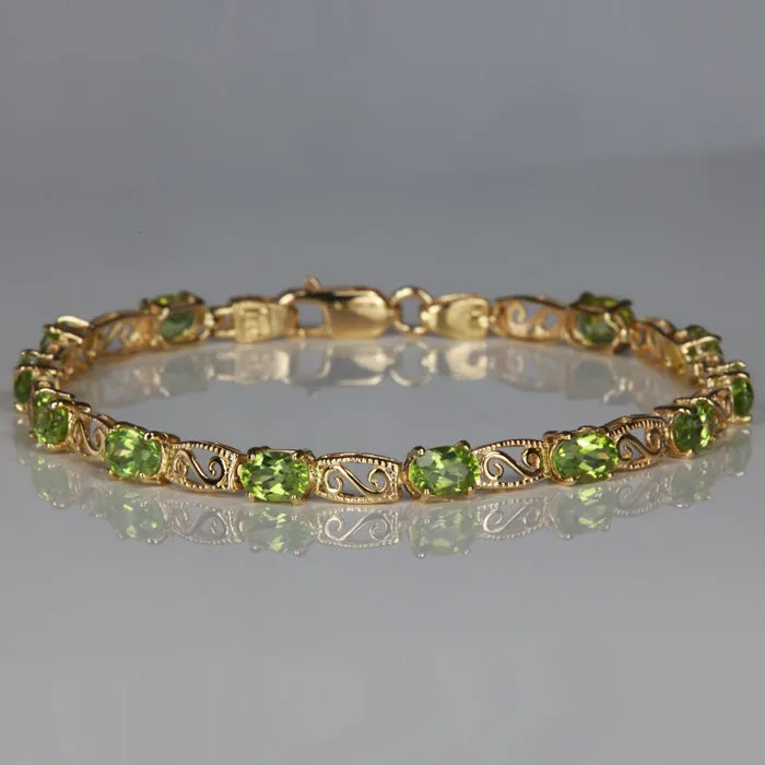 Moriartys Gem Art Bracelets 14K Yellow Gold Peridot Bracelet 600 Carats