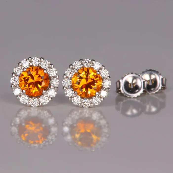 Moriartys Gem Art Earrings 14K White Gold Round Brilliant Sapphire and Diamond Stud Earrings 126 Carats Moriartys Gem Art Earrings 14K White Gold Round Brilliant Sapphire and Diamond Stud Earrings 126 Carats