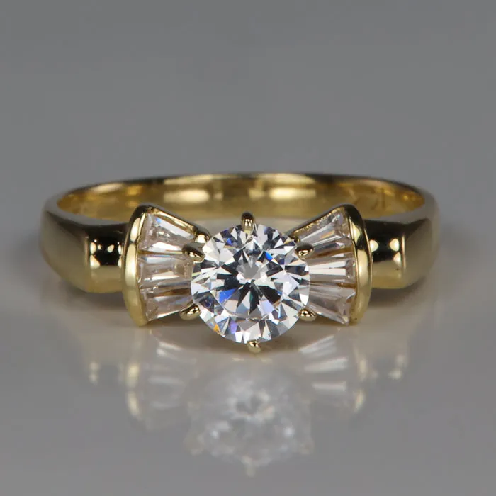 Moriartys Gem Art Rings 10K Yellow Gold Round Cut Cubic Zirconia Ring