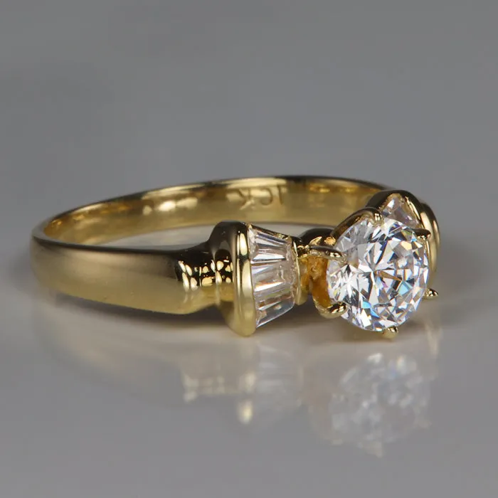 Moriartys Gem Art Rings 10K Yellow Gold Round Cut Cubic Zirconia Ring