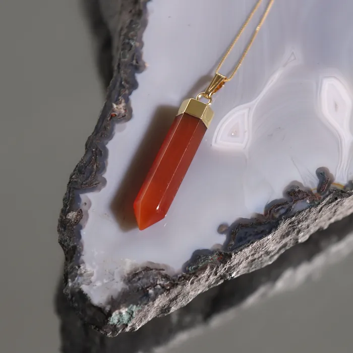 Natural Carnelian Crystal Point Necklace Beau Life Necklaces