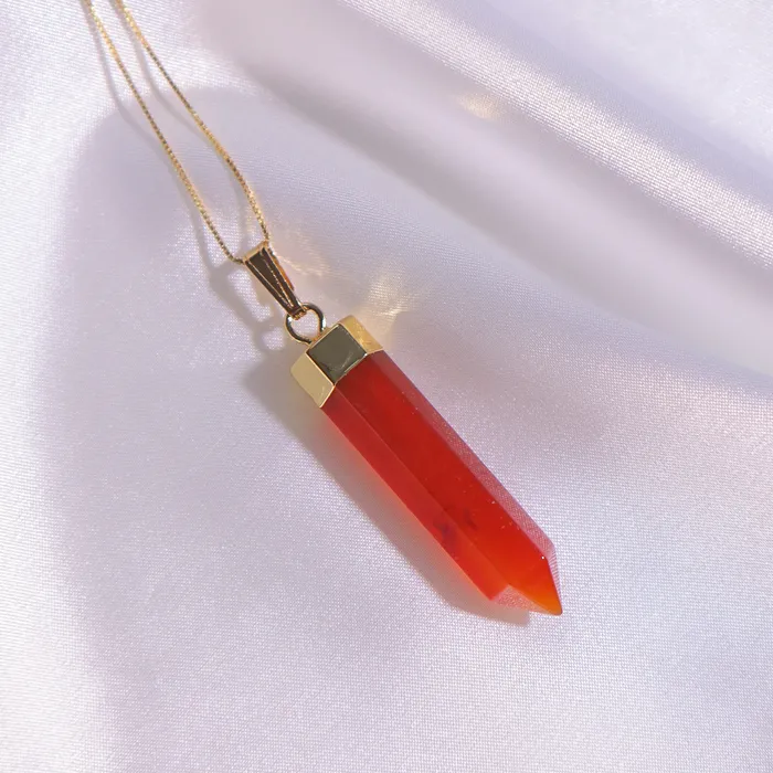 Natural Carnelian Crystal Point Necklace Beau Life Necklaces