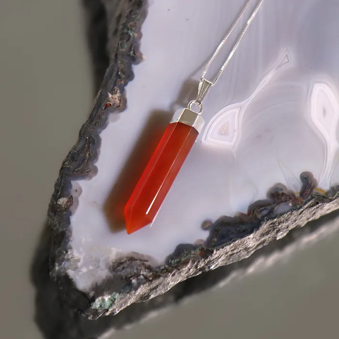 Natural Carnelian Crystal Point Necklace Beau Life Necklaces