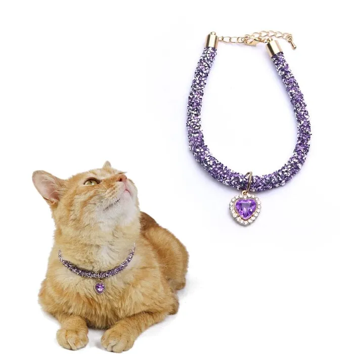 Necklaces Luxury Cat Collar Heart Pendant CatCurio Pet Store