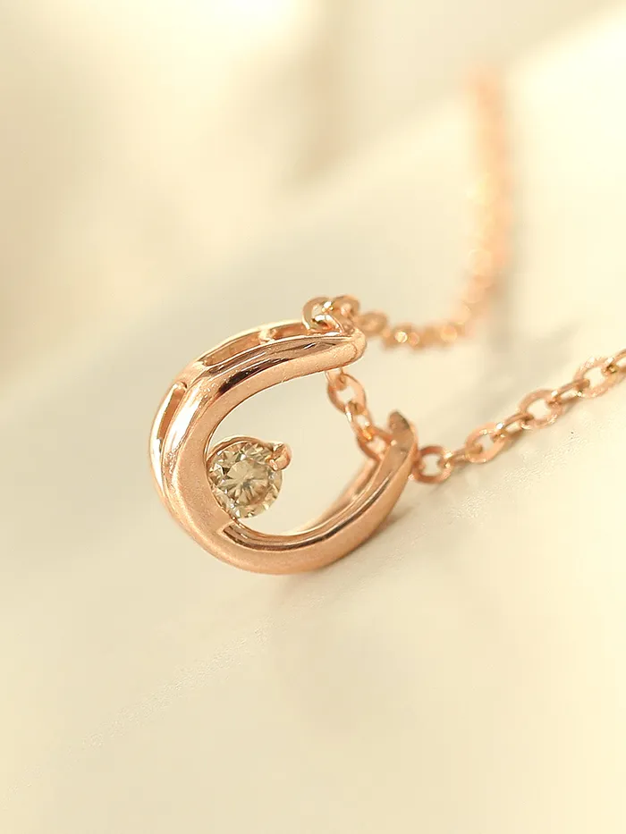 Necklaces MinimalBijoux 14K 18K Gold Horse Hoof Cognac Diamond Necklace