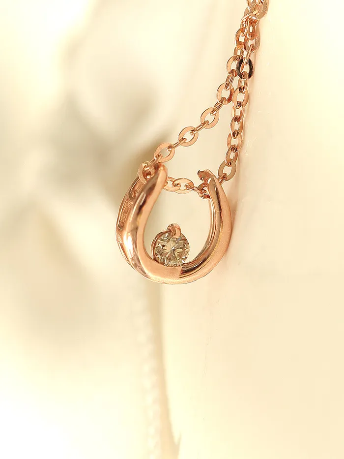 Necklaces MinimalBijoux 14K 18K Gold Horse Hoof Cognac Diamond Necklace