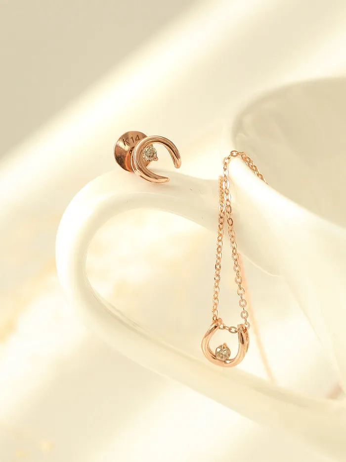 Necklaces MinimalBijoux 14K 18K Gold Horse Hoof Cognac Diamond Necklace